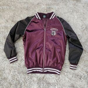 Harry Potter Hogwarts‎ Embroidered Varsity Bomber Jacket Burgundy Size Medium